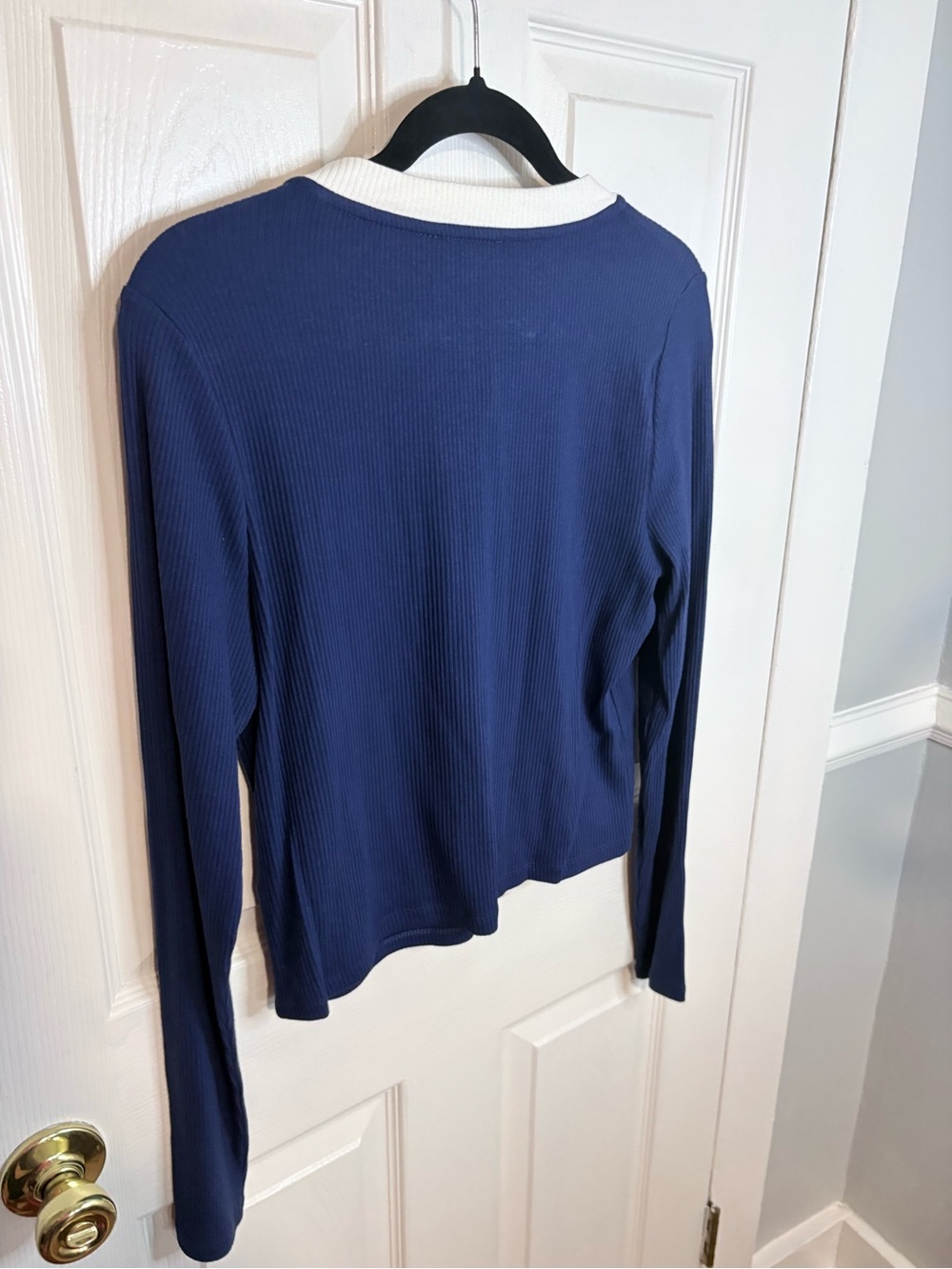 J.Crew Vintage Rib Lady Jacket Cardigan L Dark Evening Blue Gold Buttons - Picture 8 of 10